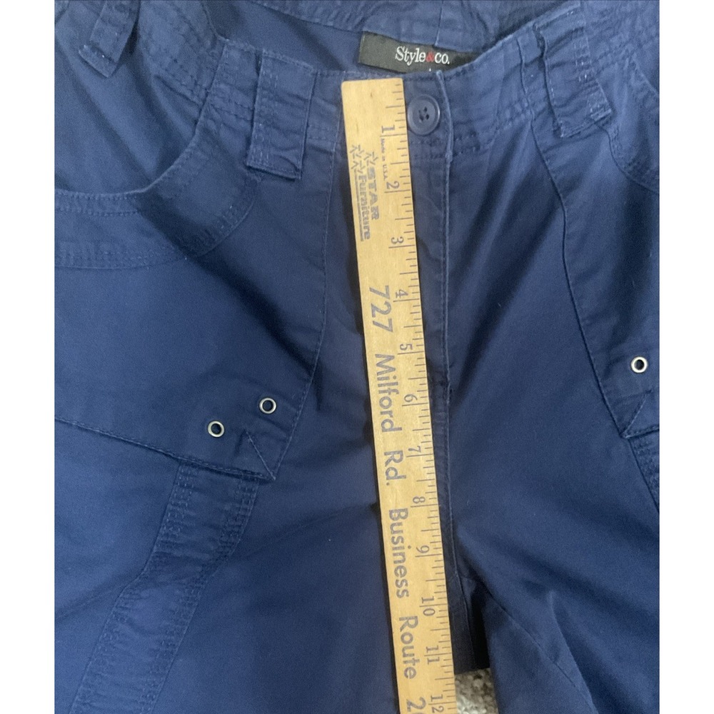 Style & Co Womens 10 Cargo Capri Pants Midrise Bungee Hem Uniform Blue - Picture 13 of 13